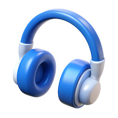 3d blue headphones isolated on transparent background