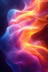 Fototapeta premium Neon waves dance electrifyingly, creating a vivid backdrop of illuminated abstract digital art with colorful ribbon lines.
