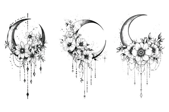 Celestial Crescent Blooms & Jewels