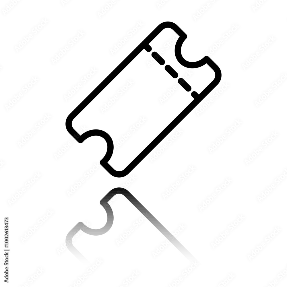 Aufkleber ticket simple icon vector. flat design. black icon with mirror reflection. white background