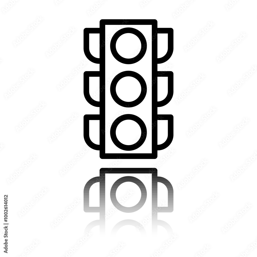 Aufkleber traffic light simple icon vector. flat design. black icon with mirror reflection. white background