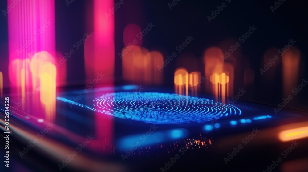 Poster digital fingerprint scan on smartphone