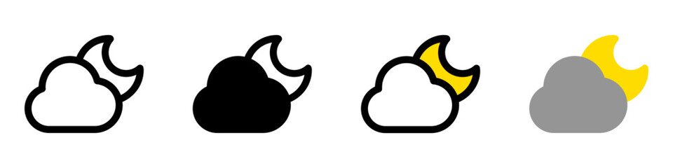 Editable night sky, moon and cloud vector icon. Part of a big icon set family. Perfect for web and app interfaces, presentations, infographics, etc