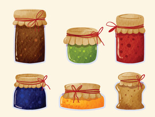 Watercolor Jam Jar Element Vector Collection