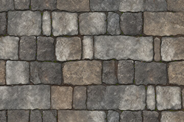 Naklejka premium Processed collage of old street pavement surface texture. Background for banner, backdrop