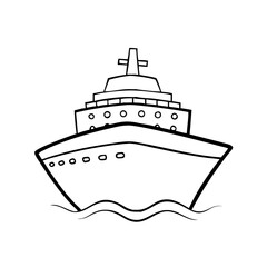 Obraz premium Cruise ship, line icon, black and white, travel symbol