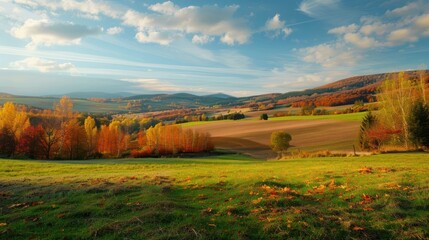Fototapeta premium Autumn Landscape: A European landscape in autumn with colorful foliage
