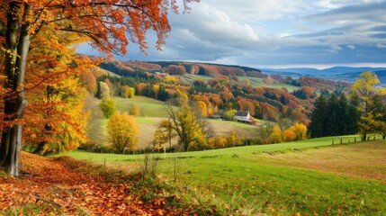 Autumn Landscape: A European landscape in autumn with colorful foliage