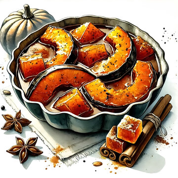 Calabaza en Tacha: Candied pumpkin.