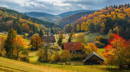 Autumn Landscape: A European landscape in autumn with colorful foliage