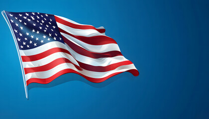 Fototapeta premium Waving American Flag on Dark Blue Background