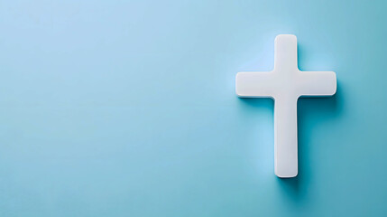 Obraz premium Soft White Cross on Minimalist Blue Background