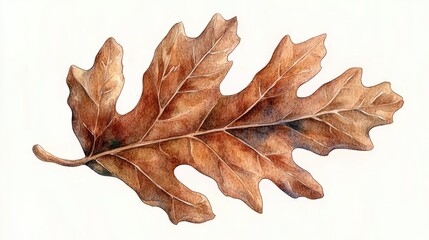 Fototapeta premium An elegant oak leaf in rich autumn hues displaying nature's artistry and detail