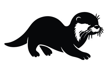 A black Silhouette otter animal vactor	