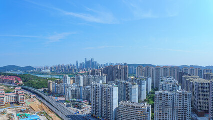 City roads and modern high-rise buildings