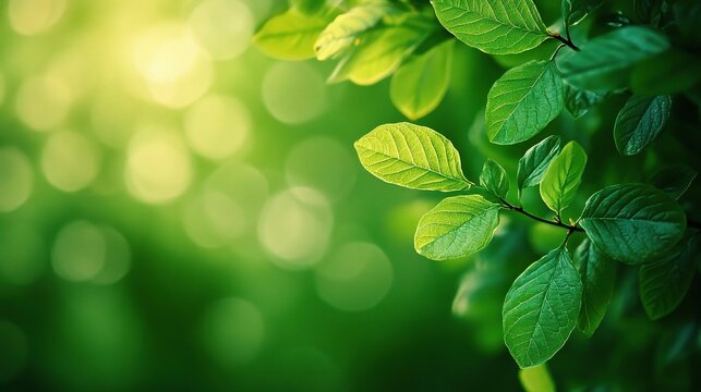 Lush Green Leaves with Soft Bokeh Background
