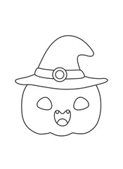 Halloween pumpkin coloring page for kids. Coloring page with funny halloween pumpkin. Children's coloring activity sheet. Cute Illustration to Color.