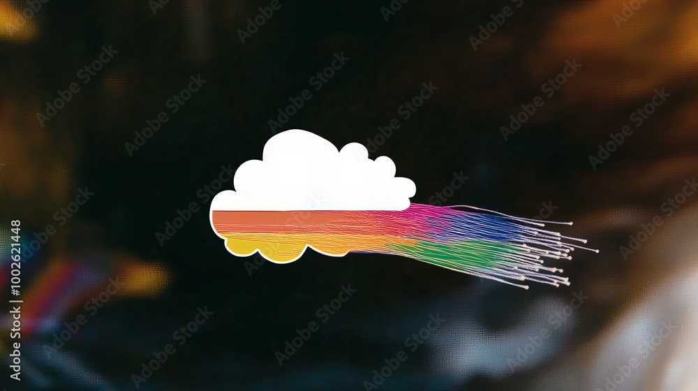 Poster a stylized cloud with a rainbow of colors radiating out, symbolizing data and connection.