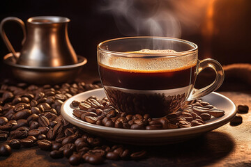 珈琲豆と一杯のコーヒー