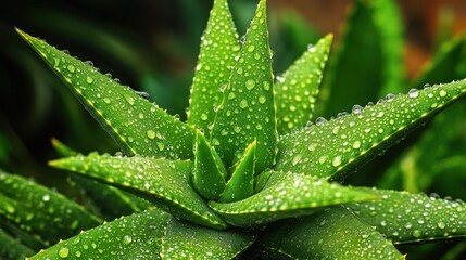 Fototapeta premium Aloe Vera Plant Close-Up for Health and Wellness Usage