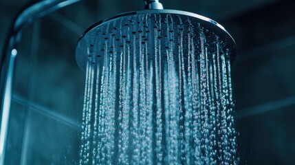 Close-up of a Shower Head with Water Flowing for Bathroom Ideas