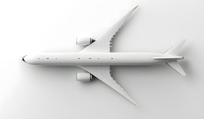 Obraz premium Top View of Modern Airplane on White Background