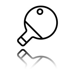 Table tennis simple icon. Flat design. Black icon with mirror reflection. White background