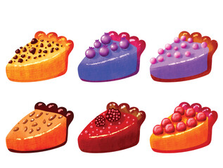 Watercolor Sweet Cake Pie Element Vector Collection