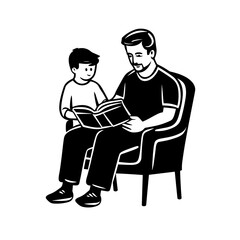 vector silhouette father reading book to child .Generative AI
