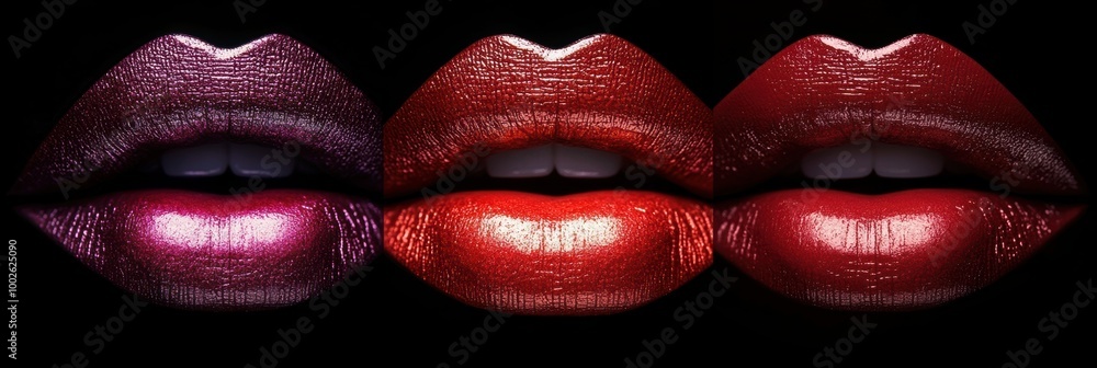 Aufkleber close-up of glossy lips displaying a vibrant and shiny finish, showcasing beauty and allure in a stu