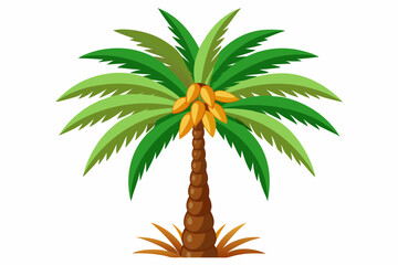 Colorful palm tree vector flat illustration