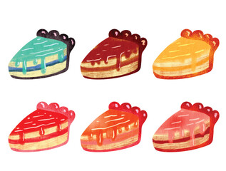 Watercolor Sweet Cake Pie Element Vector Collection