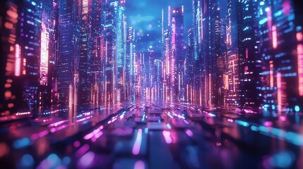 Fototapeta premium Futuristic Cityscape with Paved Streets