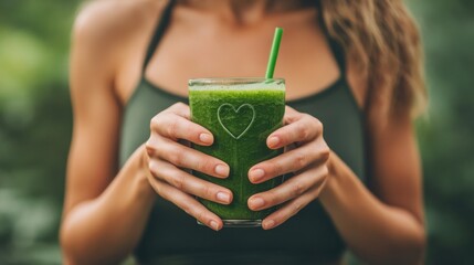 Health-Focused Image of a Woman Holding a Green Vegetable for Nutrition Awareness