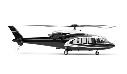 Modern White Helicopter Isolated on White Background