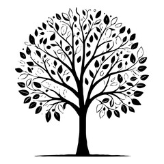Obraz premium Tree . Black and white botanical pattern. For use in graphics, materials. Abstract plant shapes. Minimalist illustration for printing on wall decorations.