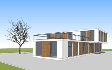 House building sketch architectural 3d rendering