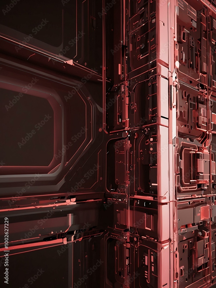 Poster red and pink animation background for technology and science.