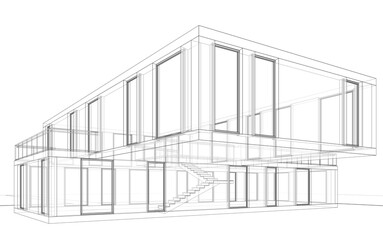 House building sketch architectural 3d rendering
