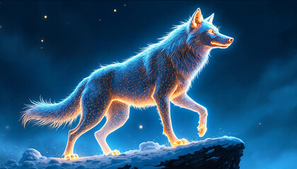 a wolf is walking on a snowy surface - howling at the moon
