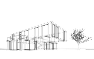 House building sketch architectural 3d rendering