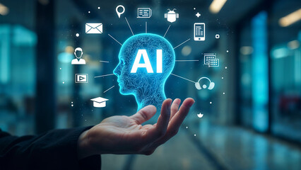 Artificial Intelligence Concept with Digital Icons