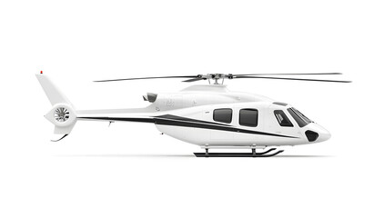 Modern White Helicopter Isolated on White Background