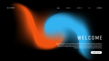Abstract wave futuristic design of landing page. retro gradient mesh website design
