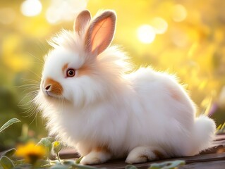Obraz premium Regal Rabbit in Sunlit Garden Impressionistic Fine Art Photography