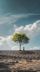 A Lone Tree in a Barren Landscape Offers Hope and Resilience