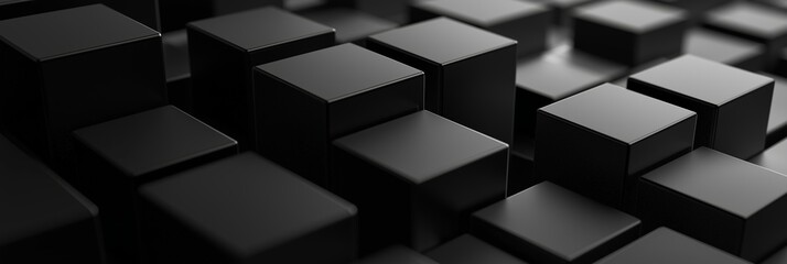 Intriguing 3D black cubes create a striking geometric pattern symbolizing structure and modern design.