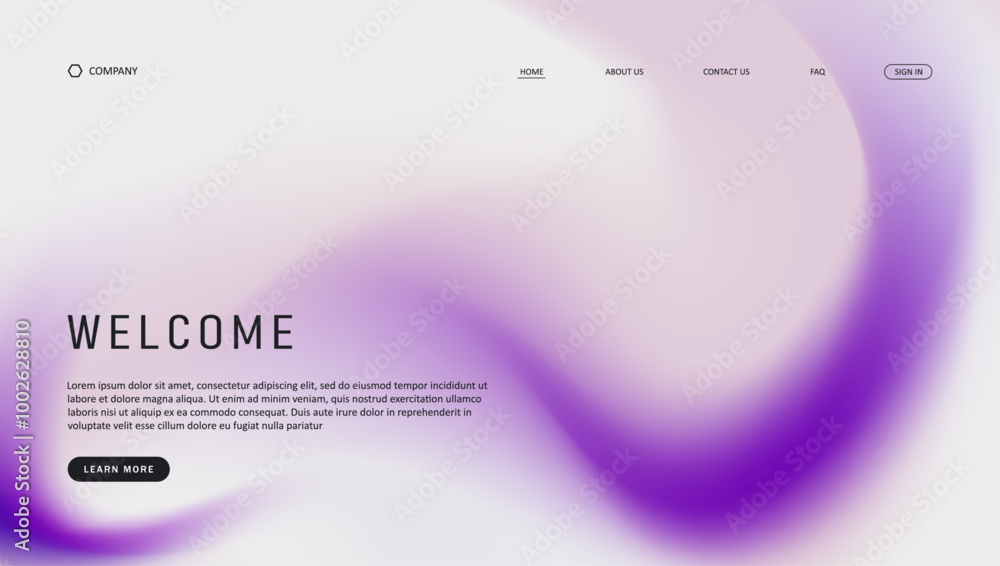 Poster Abstract wave futuristic design of landing page. retro gradient mesh website design