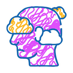 Fototapeta premium fly in clouds neurosis doodle icon sketch vector. fly in clouds neurosis sign. isolated symbol illustration
