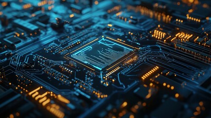Obraz premium Futuristic Circuit Board with Bright Lighting Effects